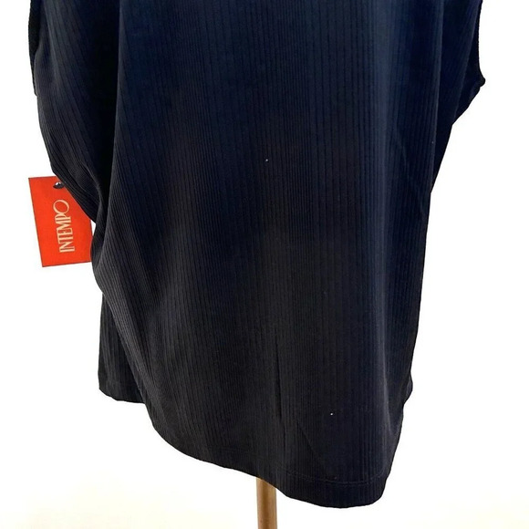 NWT INTEMPO Women Sleeveless Pullover Mock Neck Ribbed Keyhole Black Shirt Sz 2X - Picture 11 of 15